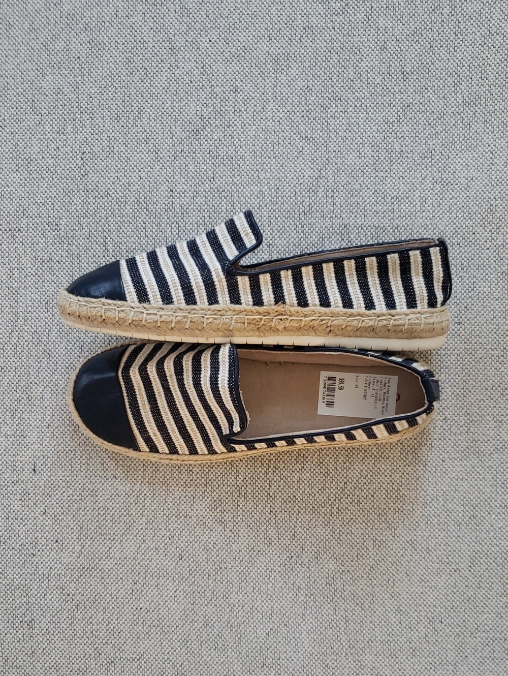 Charter Club Navy and White Striped Espadrille Slip-On Shoes